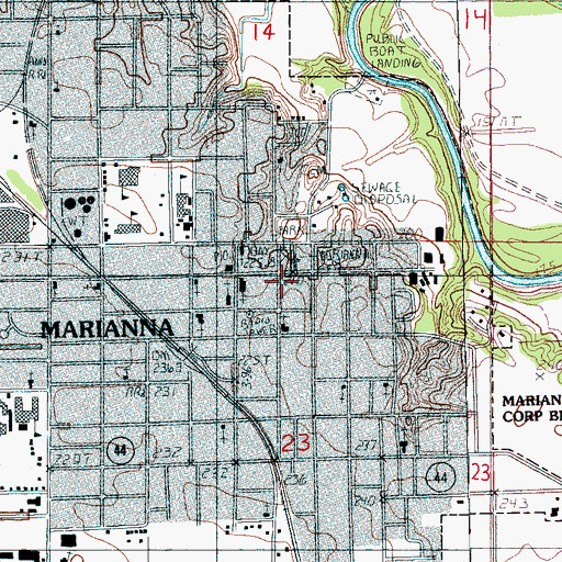 Topographic Map of First United Methodist Church of Marianna, AR