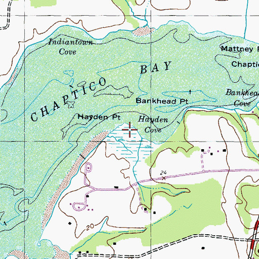 Topographic Map of Hayden Point, MD