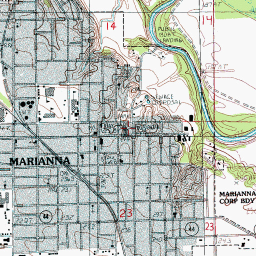 Topographic Map of Marianna City Hall, AR