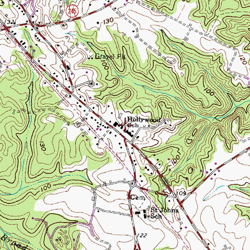 Topographic Map of Hollywood United Methodist Church Preschool and Kindergarten, MD