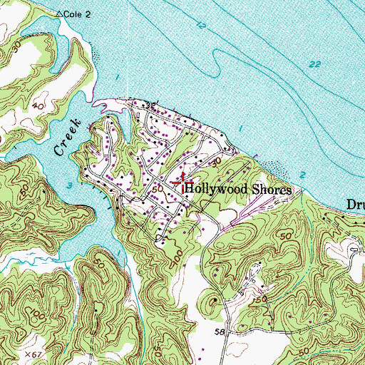 Topographic Map of Hollywood Shores, MD