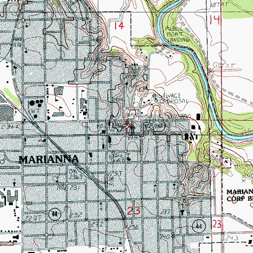 Topographic Map of Court Square, AR