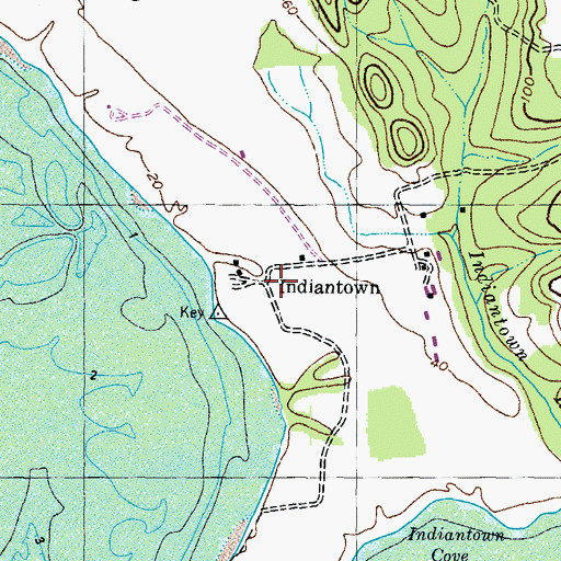Topographic Map of Indiantown, MD