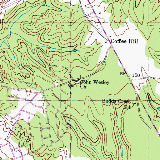 Topographic Map of John Wesley Church, MD