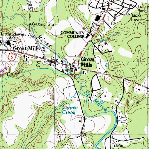 Topographic Map of Johns Creek, MD