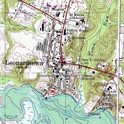 Topographic Map of Leonardtown, MD