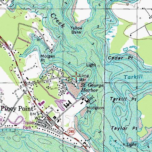 Topographic Map of Long Bar, MD