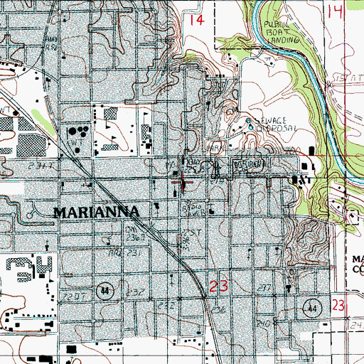 Topographic Map of Marianna First Baptist Church, AR