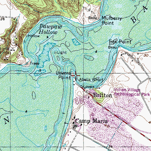 Topographic Map of Lovers Point, MD