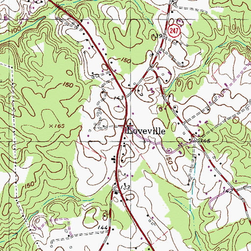 Topographic Map of Loveville, MD