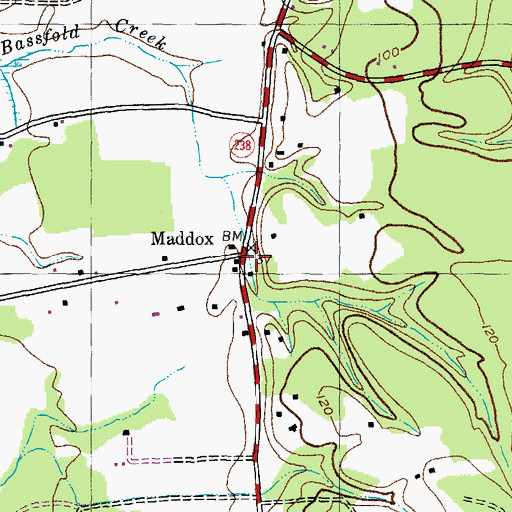 Topographic Map of Maddox, MD