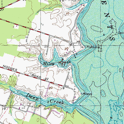 Topographic Map of Miley Creek, MD