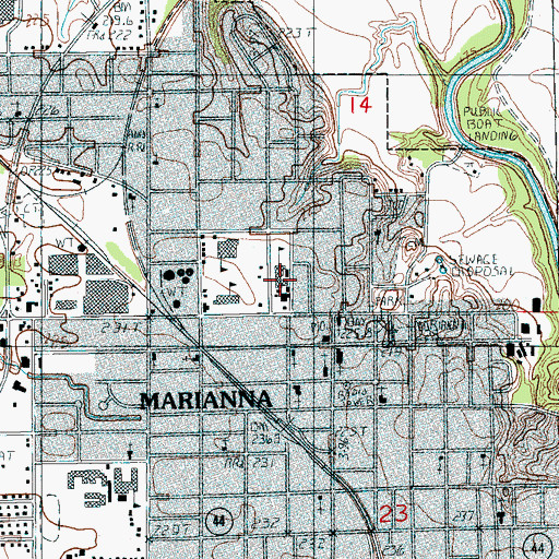 Topographic Map of Marianna High School (historical), AR