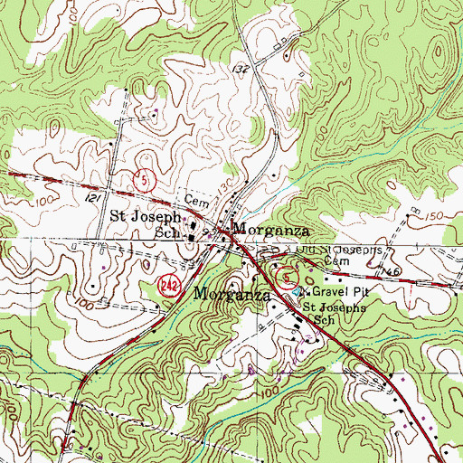 Topographic Map of Morganza, MD