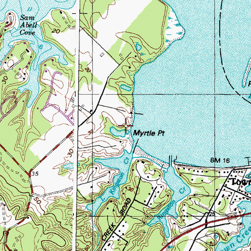 Topographic Map of Myrtle Point, MD