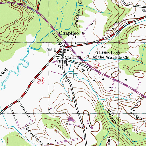 Topographic Map of Nelsons Run, MD