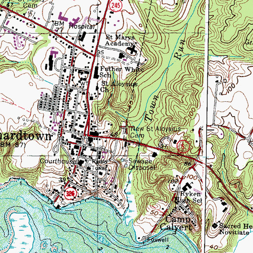 Topographic Map of Saint Aloysius Parish Cemetery, MD