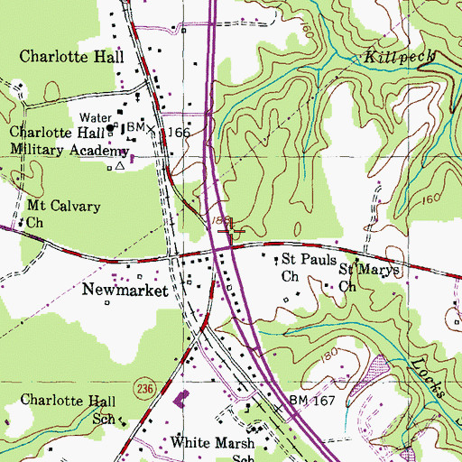 Topographic Map of Newmarket, MD