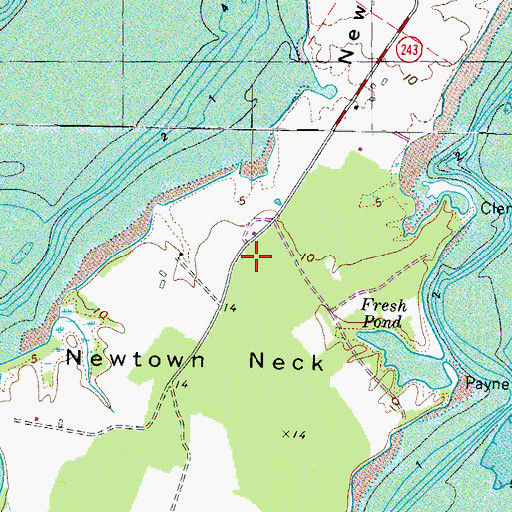 Topographic Map of Newtown Neck, MD