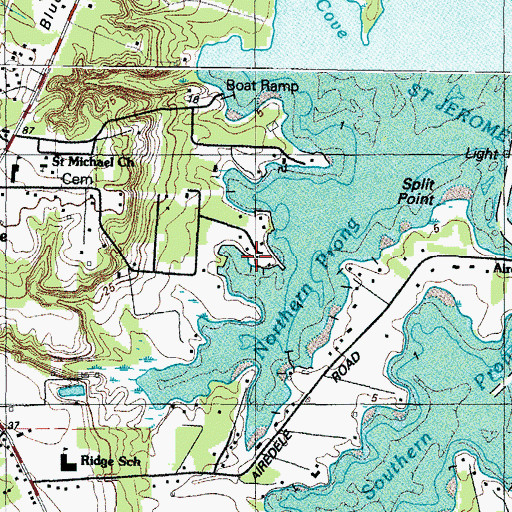 Topographic Map of Northern Prong Saint Jerome Creek, MD