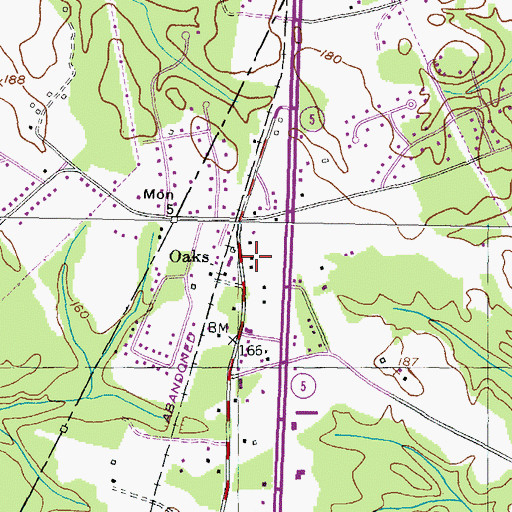 Topographic Map of Oaks, MD