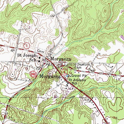 Topographic Map of Old Saint Joseph's Cemetery, MD