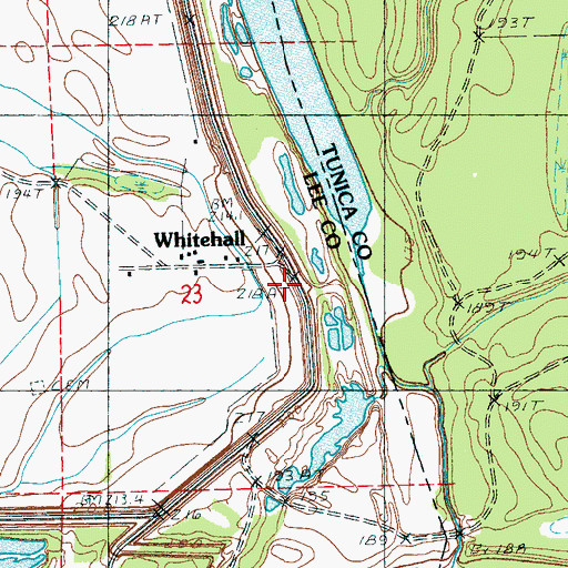 Topographic Map of Whitehall School (historical), AR