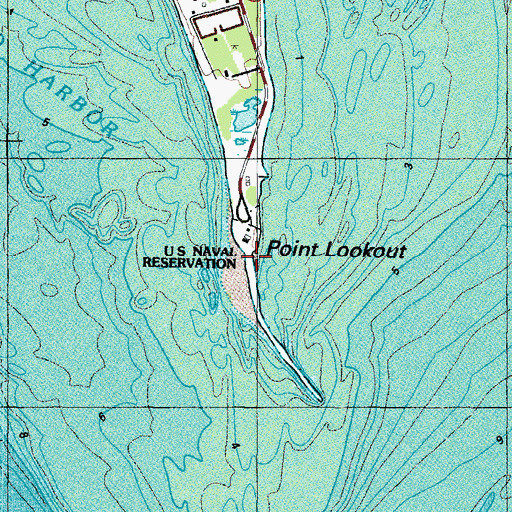 Topographic Map of Point Lookout, MD