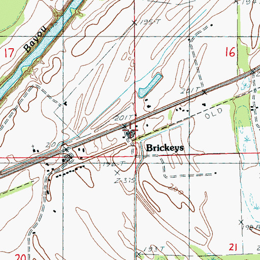 Topographic Map of Brickeys School (historical), AR