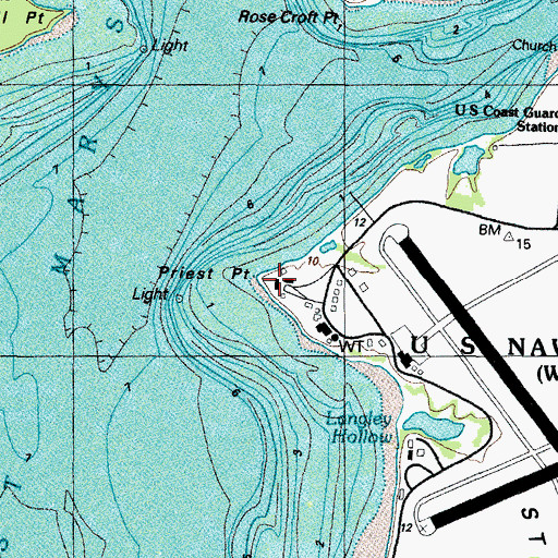 Topographic Map of Priests Point, MD