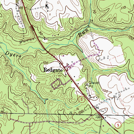 Topographic Map of Redgate, MD