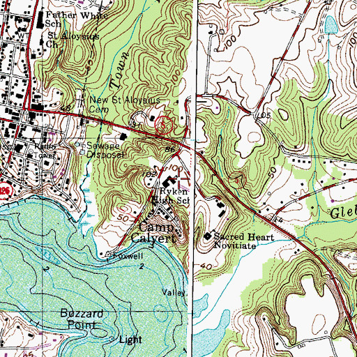 Topographic Map of Ryken High School, MD
