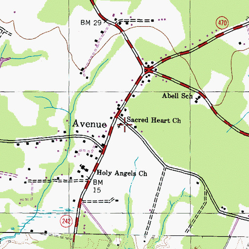 Topographic Map of Sacred Heart Church, MD