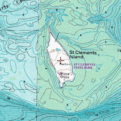 Topographic Map of Saint Clements Island, MD