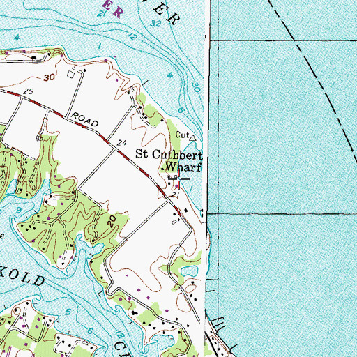 Topographic Map of Saint Cuthbert Wharf, MD