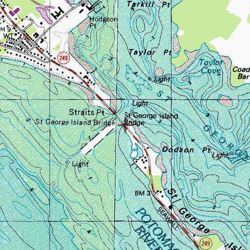 Topographic Map of Saint George Island Bridge, MD