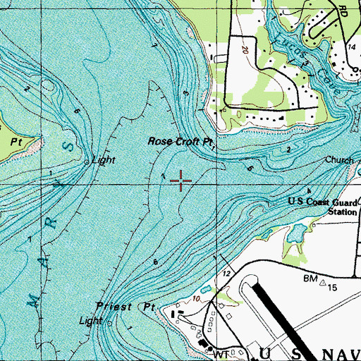 Topographic Map of Saint Inigoes Creek, MD