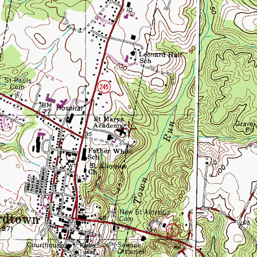 Topographic Map of Saint Marys Academy, MD