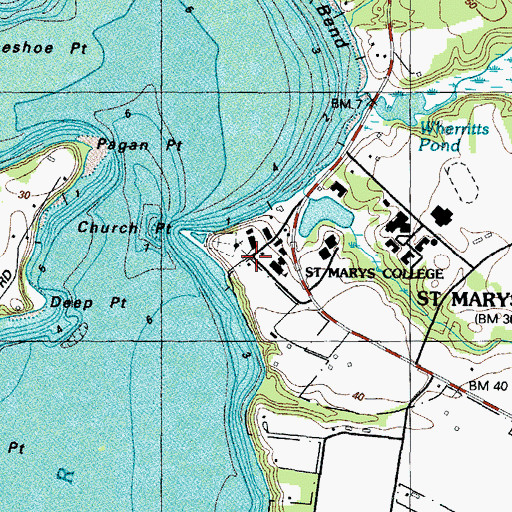 Topographic Map of Saint Marys City, MD