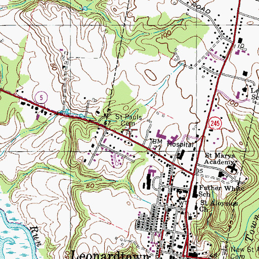 Topographic Map of First Saints Community Church Cemetery, MD