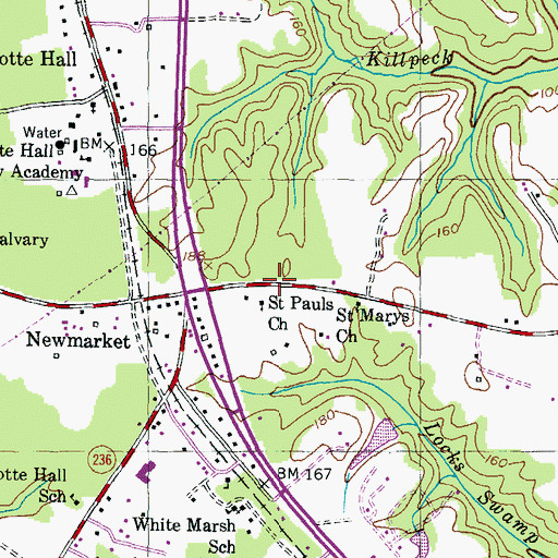 Topographic Map of Saint Pauls Church, MD