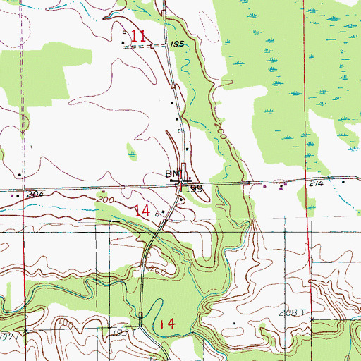 Topographic Map of Four Forks, AR