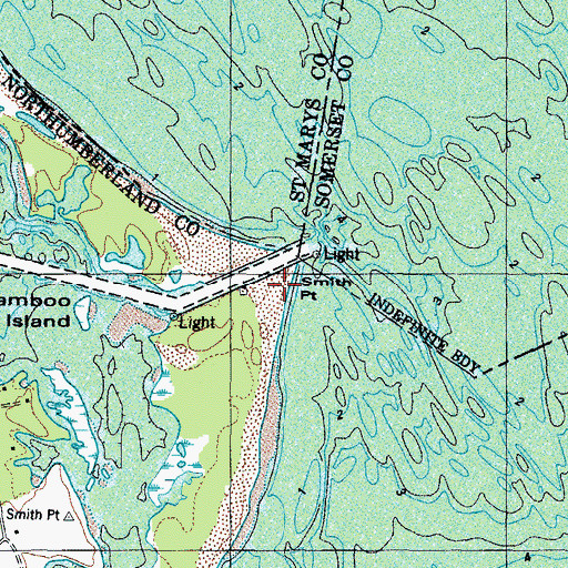 Topographic Map of Smith Point, MD