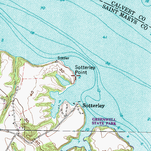 Topographic Map of Sotterley Point, MD