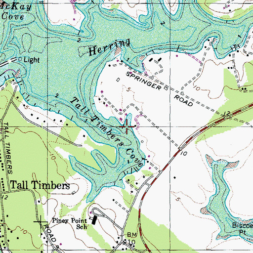 Topographic Map of Tall Timbers Cove, MD