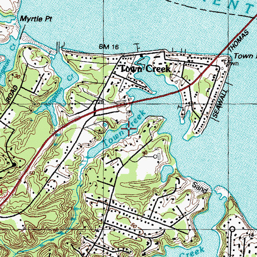 Topographic Map of Town Creek, MD