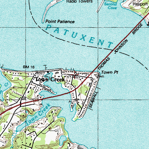 Topographic Map of Town Creek, MD