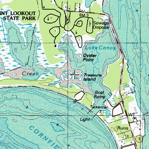 Topographic Map of Treasure Island, MD