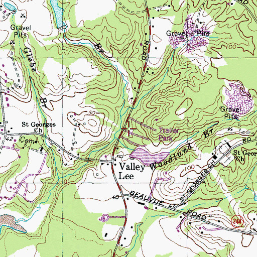 Topographic Map of Valley Lee, MD