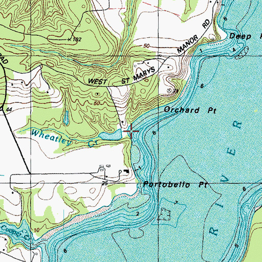 Topographic Map of Wheatley Creek, MD